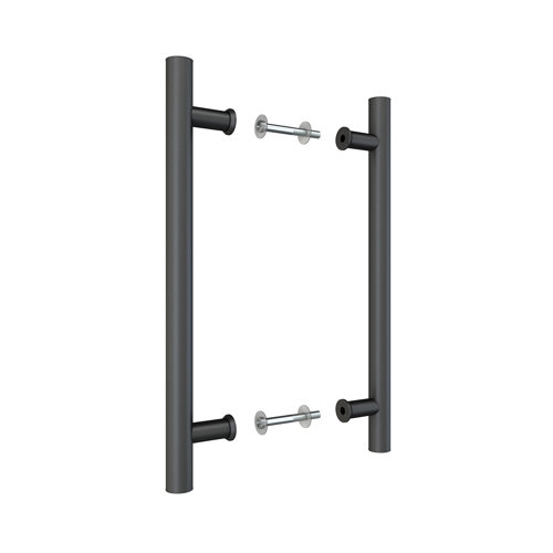 JUBEST 16 in. Steel Barn Door Hardware Modern Double Sided Round Pull Handle (H Shape) & Reviews